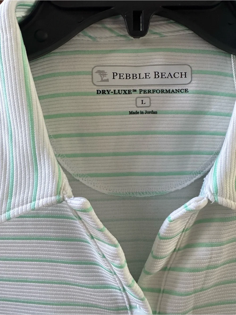 Pebble Beach Womens Collared Sleeveless Polo - Mint Green & White Stripes